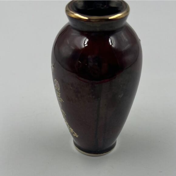 Vintage Miniature Peacock Japanese Vase CoBalt Gold Glazed Porcelain Mini Bud - Picture 10 of 11